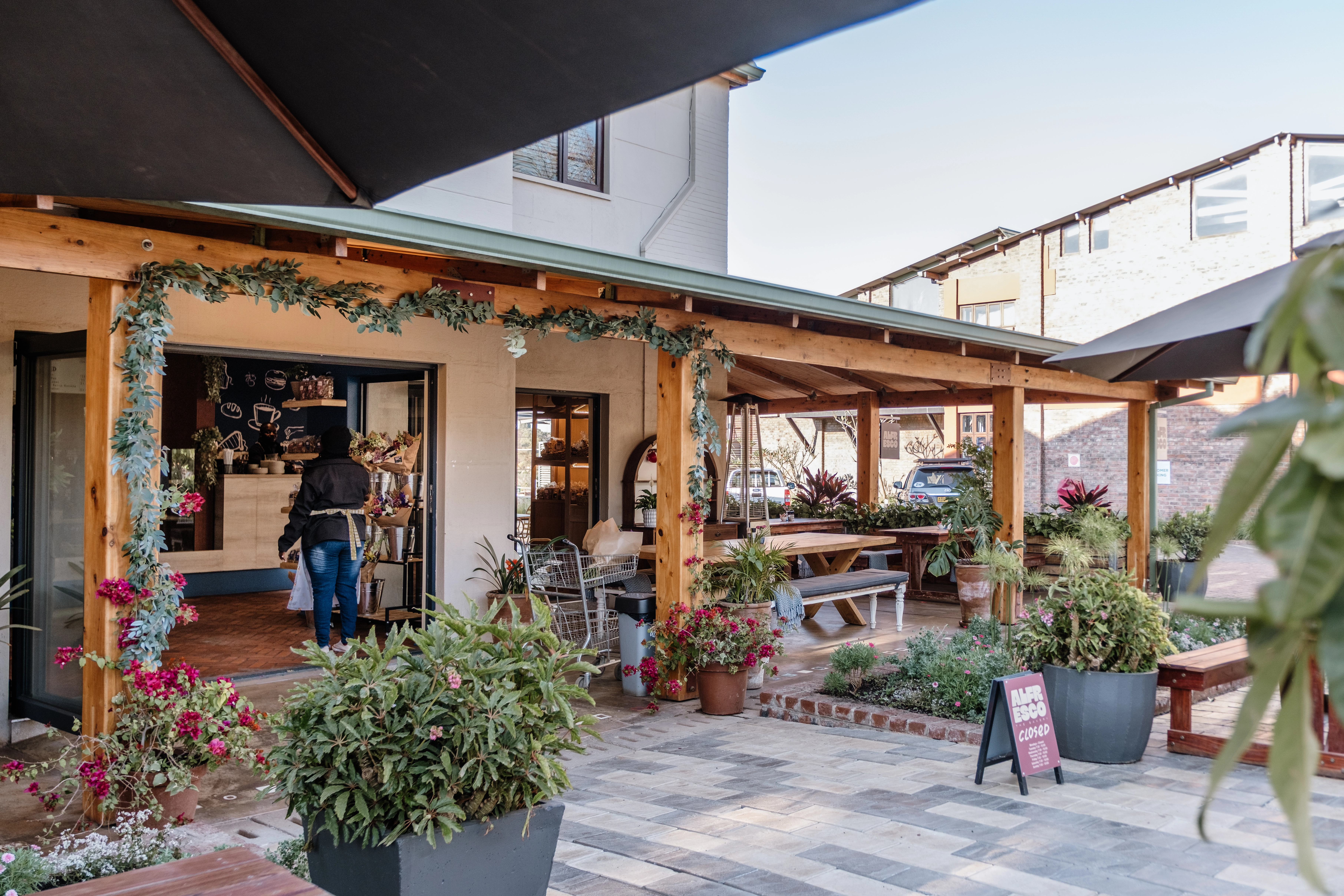 Warm and inviting interior of Alfresco Bakery with rustic decor